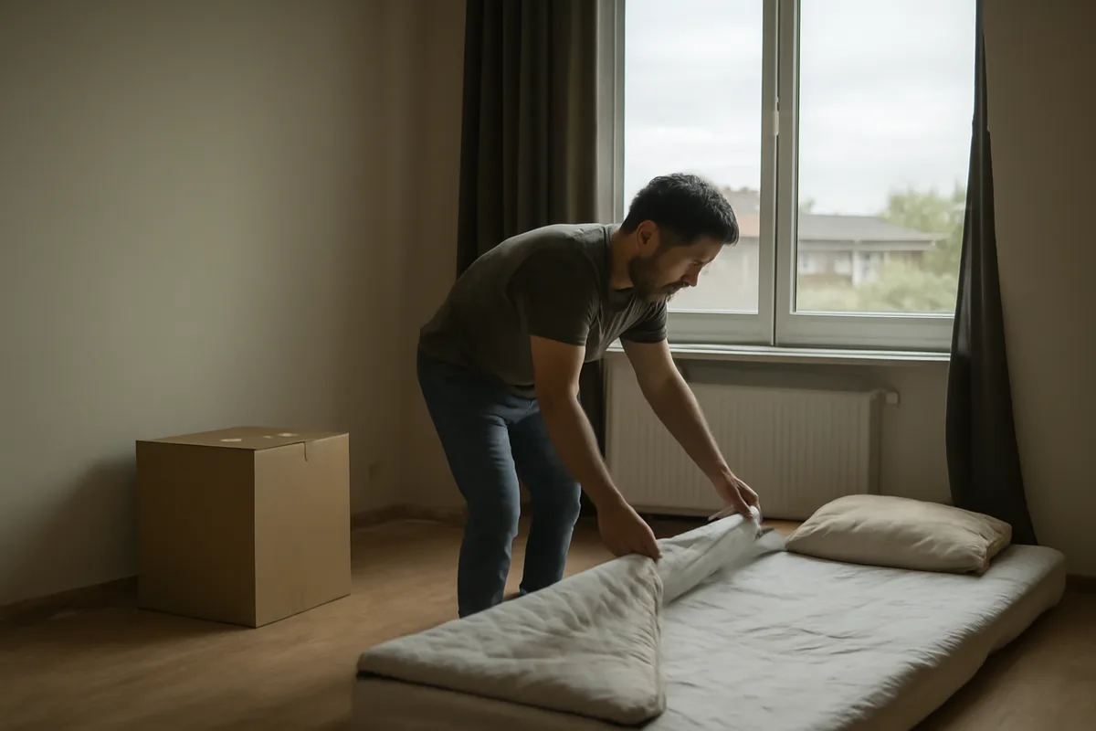 Quel geste prioritaire le jour même de l’arrivée ? — Après l'état des lieux et la remise des clés, concentrez-vous sur ce qui vous permettra de reprendre des forces rapidement. Installer un coin pour dormir, protéger les fenêtres et vérifier les