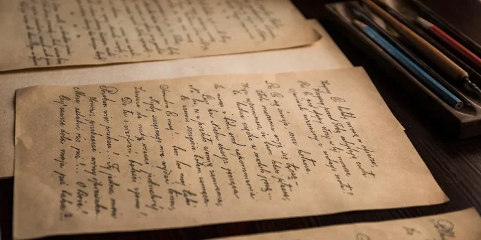 Personne recherchant la signification d'un acronyme sur un ordinateur avec des documents papier et une loupe